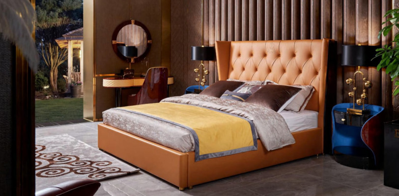 Letto imbottito design di lusso Letti matrimoniali di lusso per hotel di lusso 180x200