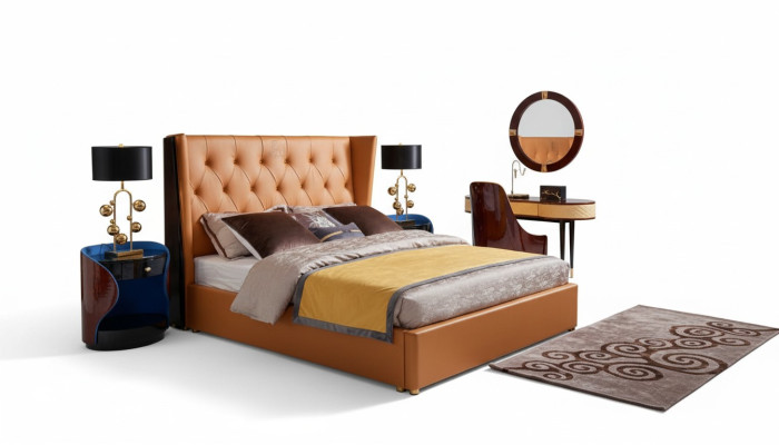 Letto imbottito design di lusso Letti matrimoniali di lusso per hotel di lusso 180x200