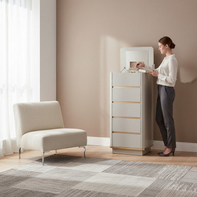 Comò decorativo credenza comò credenze 5 cassetti armadietto alto