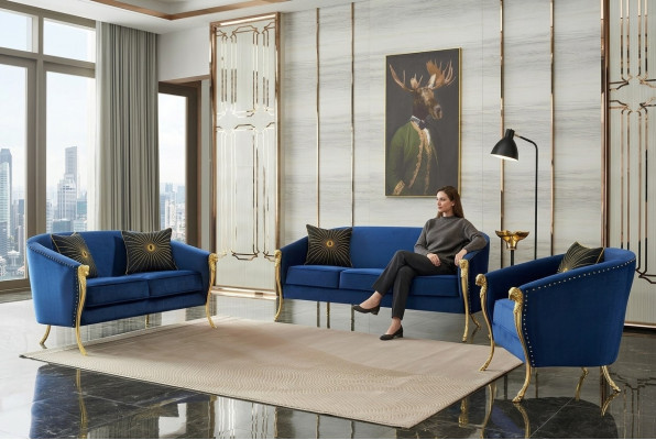 Set di divani 3 posti Design 321, divani imbottiti in tessuto per il relax moderno.