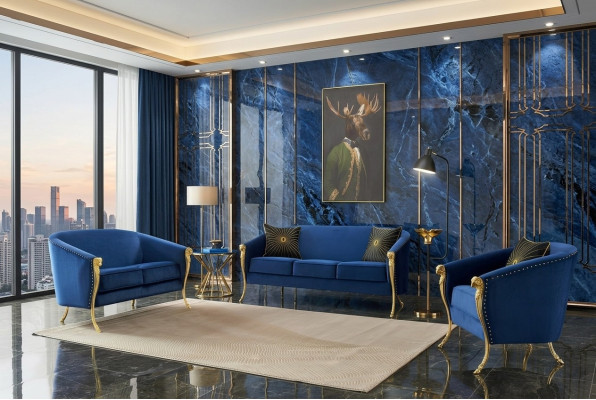 Set di divani 3 posti Design 321, divani imbottiti in tessuto per il relax moderno.