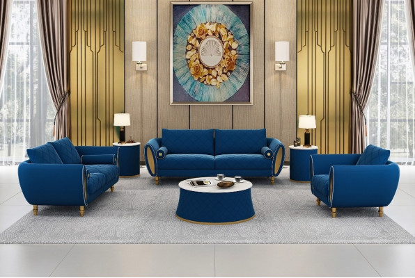 Sofà set 3 2 1 posti, divano di design imbottito moderno.