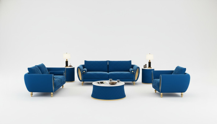 Sofà set 3 2 1 posti, divano di design imbottito moderno.