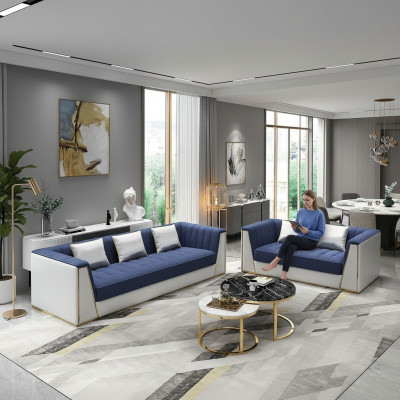 Divano modulare di design Divano di lusso Poltrona Set Set di 3 2 posti 2 pezzi.