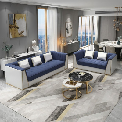 Divano modulare di design Divano di lusso Poltrona Set Set di 3 2 posti 2 pezzi.