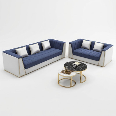 Divano modulare di design Divano di lusso Poltrona Set Set di 3 2 posti 2 pezzi.