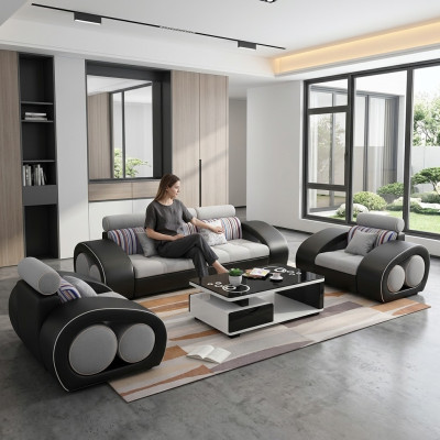 Divano in pelle Divano Salotto Set di divani in pelle 3 posti Design moderno Divano USB