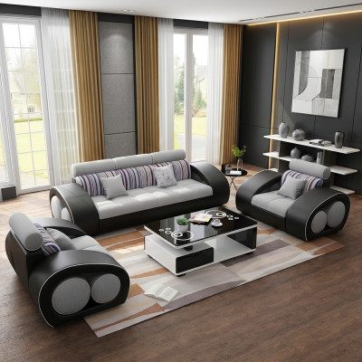 Divano in pelle Divano Salotto Set di divani in pelle 3 posti Design moderno Divano USB