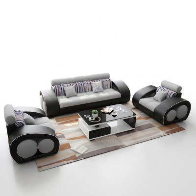 Divano in pelle Divano Salotto Set di divani in pelle 3 posti Design moderno Divano USB