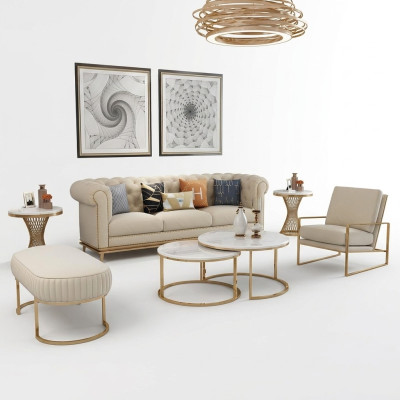 Divano Set di divani 3 + 1 posti Living Relax Pouf Design Divano Lounge