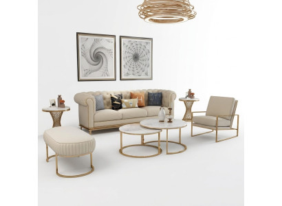Divano Set di divani 3 + 1 posti Living Relax Pouf Design Divano Lounge