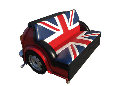 Divano Union Jack retrò per garage di mobili per auto divano divano a due posti.