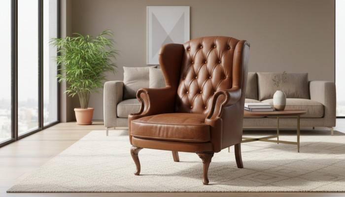 Chesterfield poltrona in pelle Sedia vintage Poltrona da club Sedia da ufficio Poltrona con padiglione.