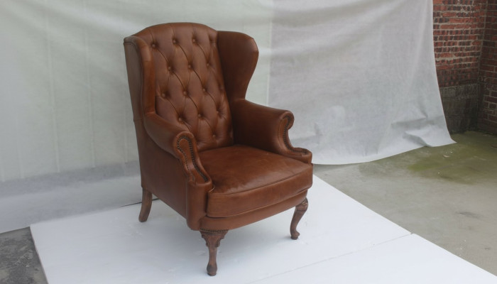 Chesterfield poltrona in pelle Sedia vintage Poltrona da club Sedia da ufficio Poltrona con padiglione.