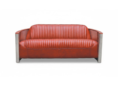 Pelle vera Design Vintage divano triplice in alluminio divano 3 posti bordo