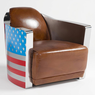 Pelle vera Poltrona in pelle vintage Design Rocket Union Jack Vintage
