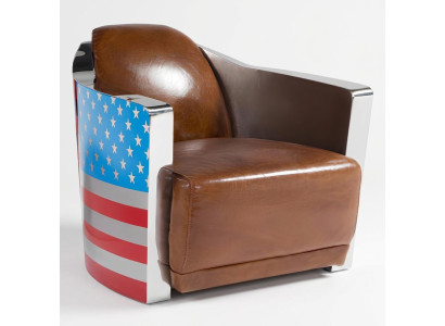 Pelle vera Poltrona in pelle vintage Design Rocket Union Jack Vintage