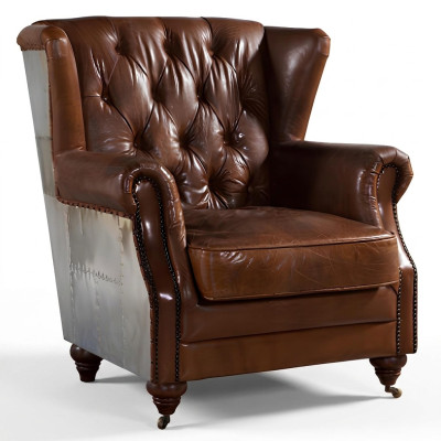 Poltrona vintage Chesterfield con poggiatesta per suole e braccioli, poltrona da club.