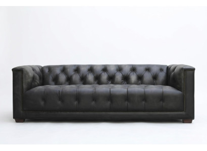 Chesterfield Vintage Nero Shabby In Pelle Divano In Pelle Divano Sofà.