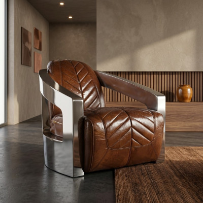 Vintage retrò sedia in pelle poltrona lounge club design mobili di lusso aereo.