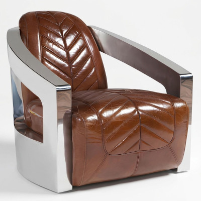 Vintage retrò sedia in pelle poltrona lounge club design mobili di lusso aereo.