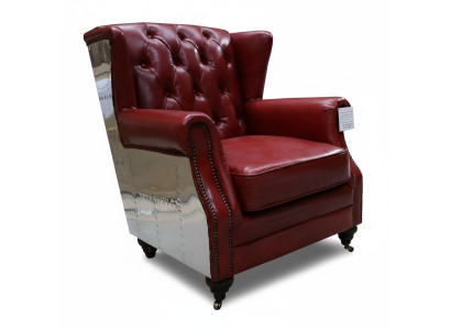Poltrona vintage Chesterfield in vera pelle per TV in pelle earmchair nuovo.
