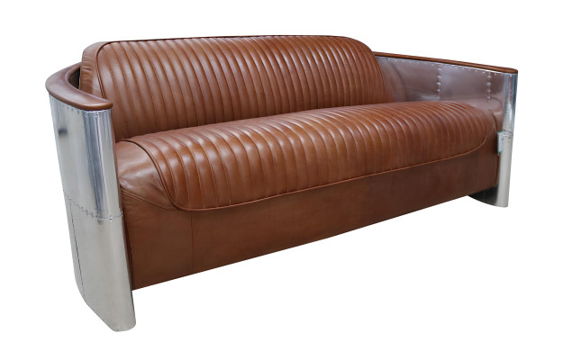 Design Club Divano a 3 posti in pelle divano vintage in pelle alluminio