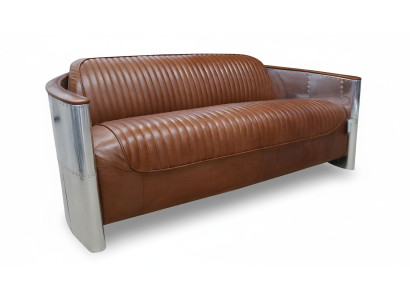 Design Club Divano a 3 posti in pelle divano vintage in pelle alluminio