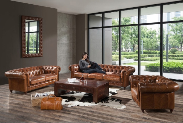 Design Club Lounge divano a 4 posti in pelle divano a 3 posti in pelle vintage Chesterfield
