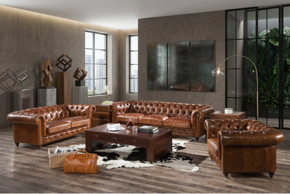 Design Club Lounge divano a 4 posti in pelle divano a 3 posti in pelle vintage Chesterfield