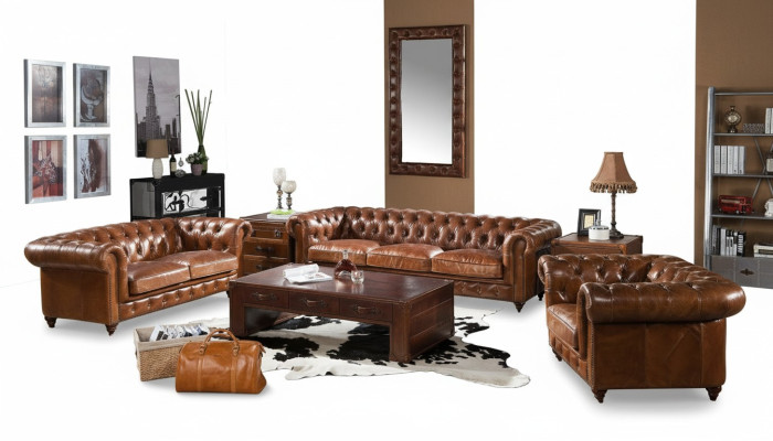 Design Club Lounge divano a 4 posti in pelle divano a 3 posti in pelle vintage Chesterfield