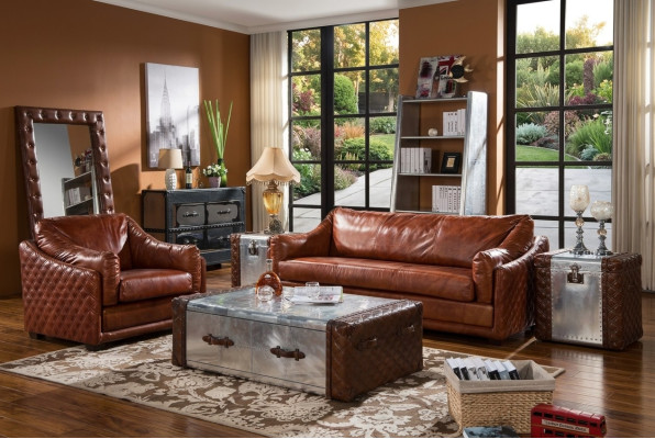 Divano Chesterfield 3 posti Chesterfield in pelle vintage marrone stile mobili a tre posti