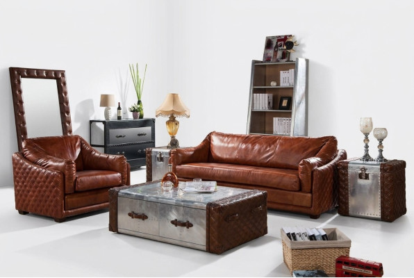 Divano Chesterfield 3 posti Chesterfield in pelle vintage marrone stile mobili a tre posti