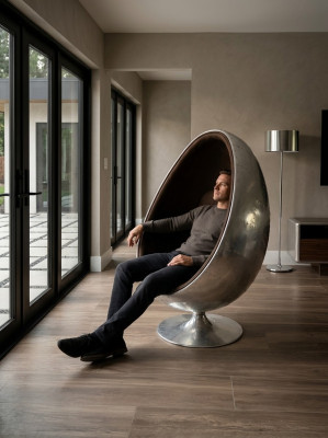 Design Sedia Lounge Retro Posti Sedile Uovo Sfera Argento Girevole Aviatore Spaziale