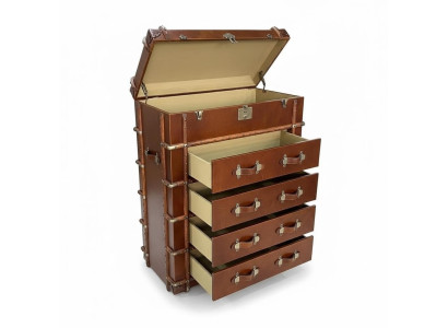 Comò Mobili Design Loft Vintage Retro Armadio Valigia Pelle di lusso