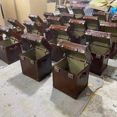 Tavolino vintage in pelle cubo baule tavolino divano tavolo da salotto valigia
