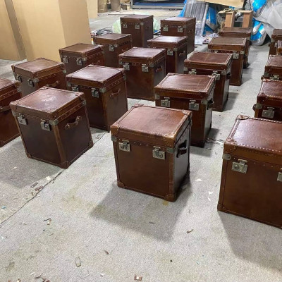 Tavolino vintage in pelle cubo baule tavolino divano tavolo da salotto valigia