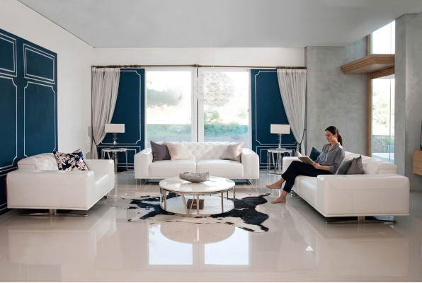 Chesterfield Set di divani in pelle 3+2+1 posti divano in pelle.