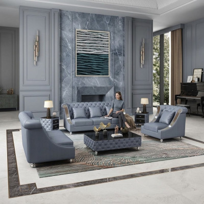 Divano in pelle Divano Angolo soggiorno Set di design moderno 3 1 Posti divano Nuovo