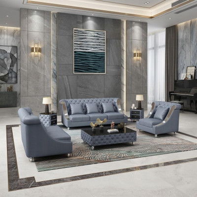 Divano in pelle Divano Angolo soggiorno Set di design moderno 3 1 Posti divano Nuovo