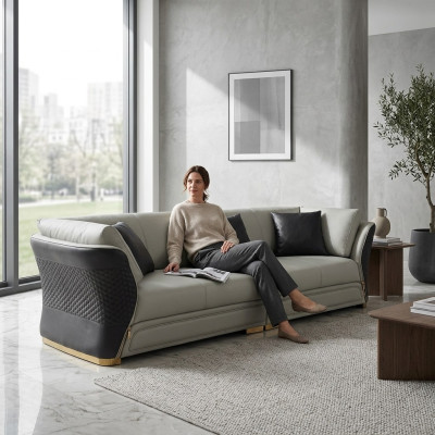 Divano imbottito design moderno con 4 posti, divani per il soggiorno, arredamento.