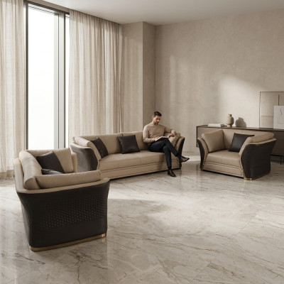 Poltrona Design Divano Sofa Relax Lounge in Pelle TV di lusso Club Imbottita