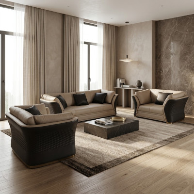Poltrona Design Divano Sofa Relax Lounge in Pelle TV di lusso Club Imbottita