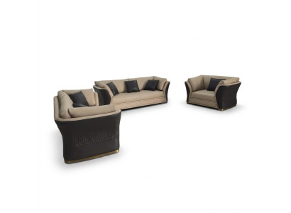 Poltrona Design Divano Sofa Relax Lounge in Pelle TV di lusso Club Imbottita