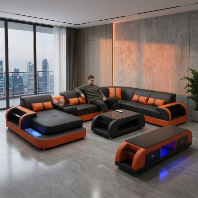 Design divano d'angolo in pelle divano ad angolo lussuoso soggiorno, divano letto, divano imbottito