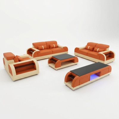 Sofà set 3 2 1 poltrona tavolino credenza set design moderno 5 pezzi.