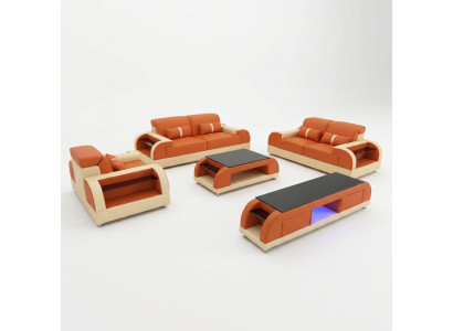 Sofà set 3 2 1 poltrona tavolino credenza set design moderno 5 pezzi.