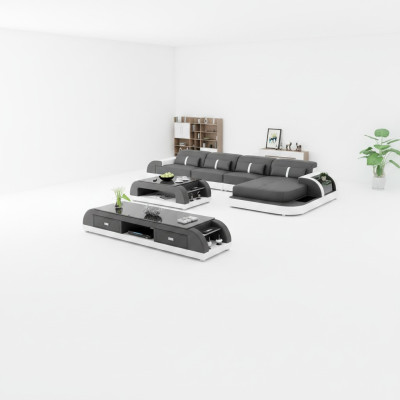 Soggiorno divano ad angolo a forma di L design divano in pelle moderno imbottito nuovo