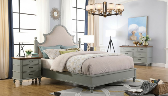 Design lussuoso set camera da letto letto 2 comodini Comò set letti alberghieri