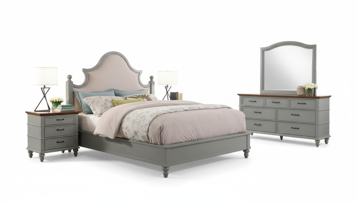 Camera da letto Set Letto 2x Comodino Console Letti Tessile Doppio Hotel Imbottito